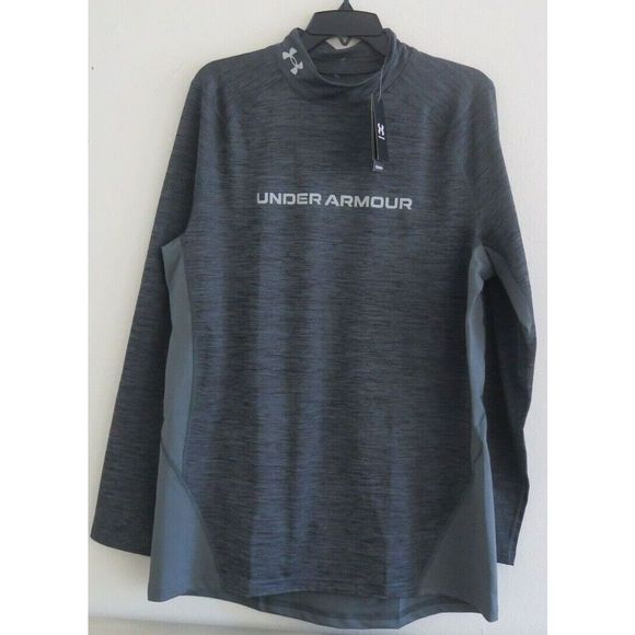 Under Armour 1366069 Men Sz XL Heather Grey ColdGear Fitted Twist Mock Neck Top - Picture 1 of 5